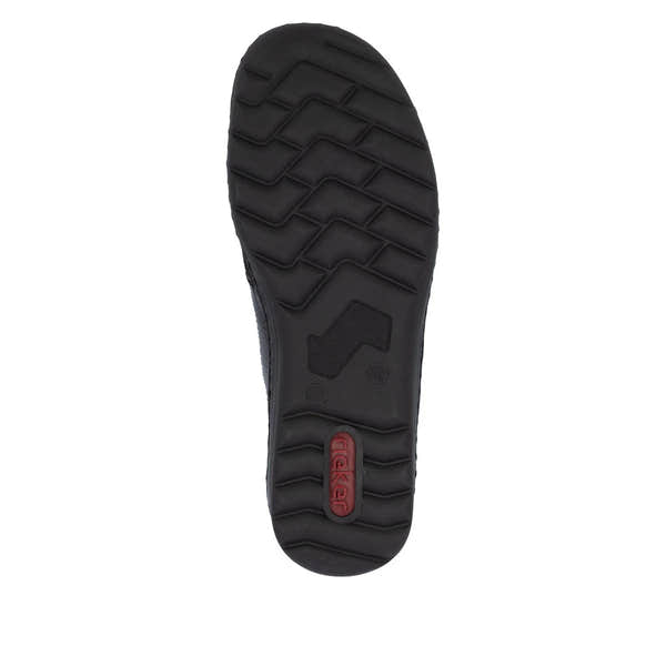 Rieker 48951-35 women's red touch fastening shoes, sole and tread view.