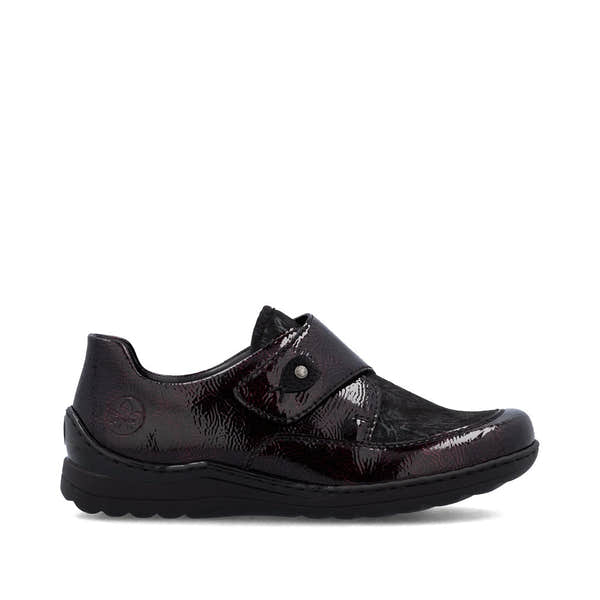 Rieker 48951-35 women's red touch fastening shoes, opposite side view.