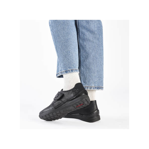 Rieker 48954-00 Stretch Ladies Black Touch Fastening Shoes, lifestyle view 6 of 6.