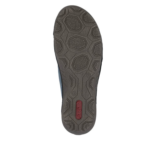 Rieker 52560-14 women's navy elasticated shoes, sole and tread view.
