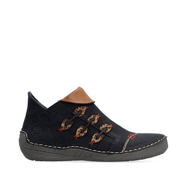 Rieker 72581-00 women's multi zip & lace ankle boots, opposite side view.