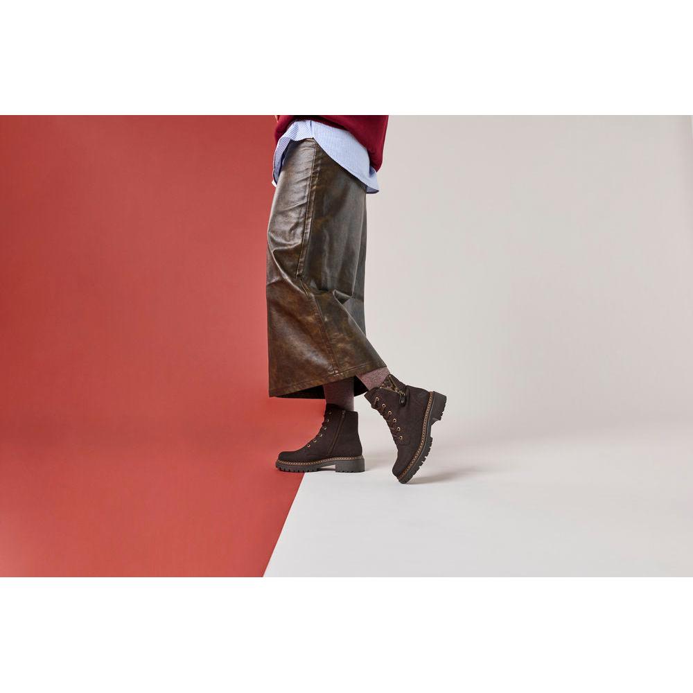 Rieker 72617-25 women's brown zip & lace ankle boots, lifestyle view 3 of 10.