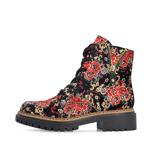 Rieker 72617-90 women's multi textile zip & lace ankle boots, inner side view.