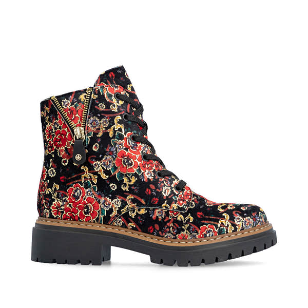 Rieker 72617-90 women's multi textile zip & lace ankle boots, opposite side view.