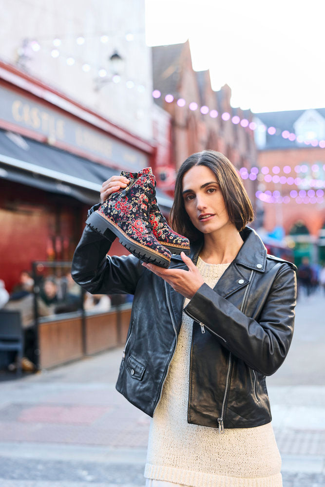 Rieker 72617-90 women's multi textile zip & lace ankle boots, lifestyle view 2 of 10.