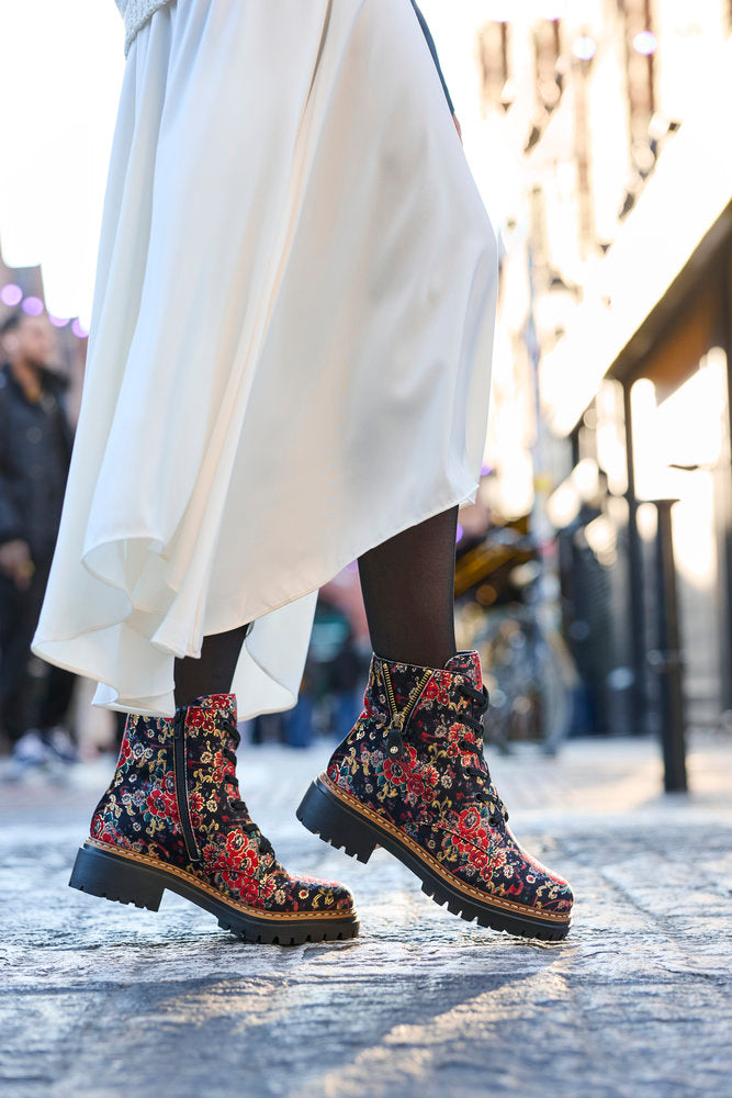 Rieker 72617-90 women's multi textile zip & lace ankle boots, lifestyle view 4 of 10.
