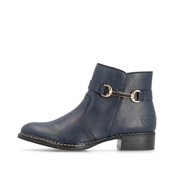 Rieker 73487-14 women's ocean side zip mid-calf boots, inner side view.
