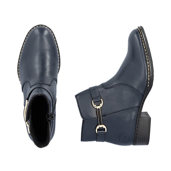 Rieker 73487-14 women's ocean side zip mid-calf boots, two-angle product view.