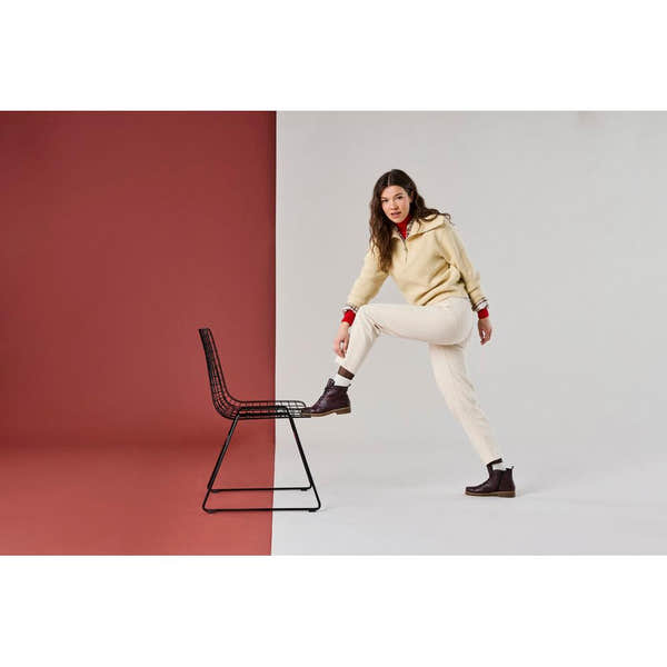Rieker 73500-30 women's burgundy zip & lace ankle boots, lifestyle view 5 of 7.