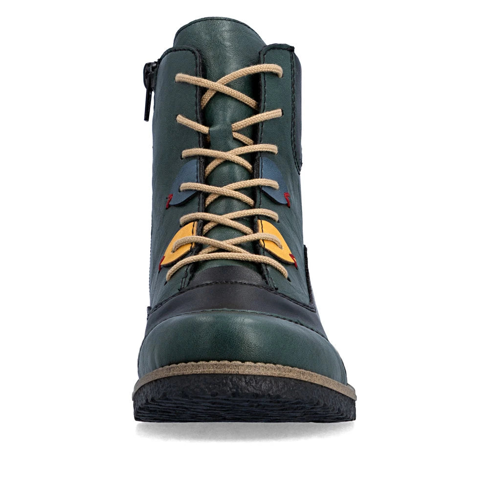 Rieker 73510-90 women's multi zip & lace ankle boots, front view.
