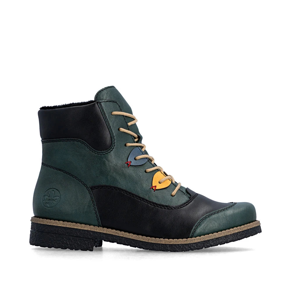 Rieker 73510-90 women's multi zip & lace ankle boots, opposite side view.