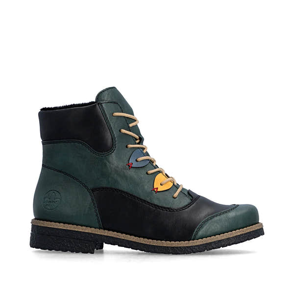 Rieker 73510-90 women's multi zip & lace ankle boots, opposite side view.