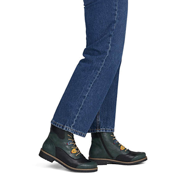 Rieker 73510-90 women's multi zip & lace ankle boots, on-foot lifestyle view.