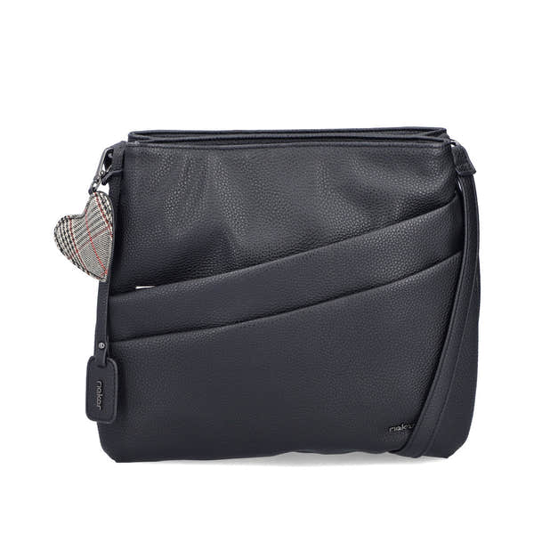 Rieker H1005-02 Black Zip Cross Body Bag, front three-quarter view.