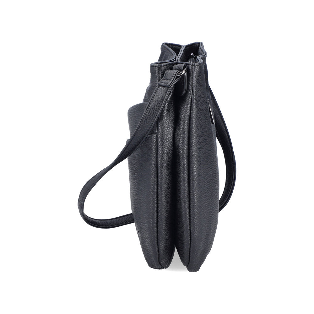 Rieker H1005-02 Black Zip Cross Body Bag, rear three-quarter view.