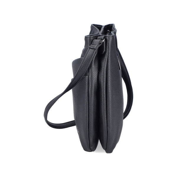 Rieker H1005-02 Black Zip Cross Body Bag, rear three-quarter view.