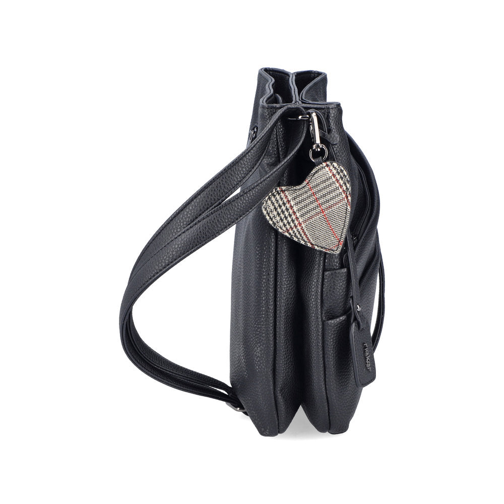 Rieker H1005-02 Black Zip Cross Body Bag, top view.