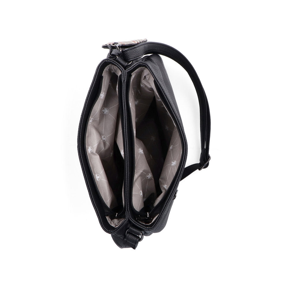 Rieker H1005-02 Black Zip Cross Body Bag, inner side view.