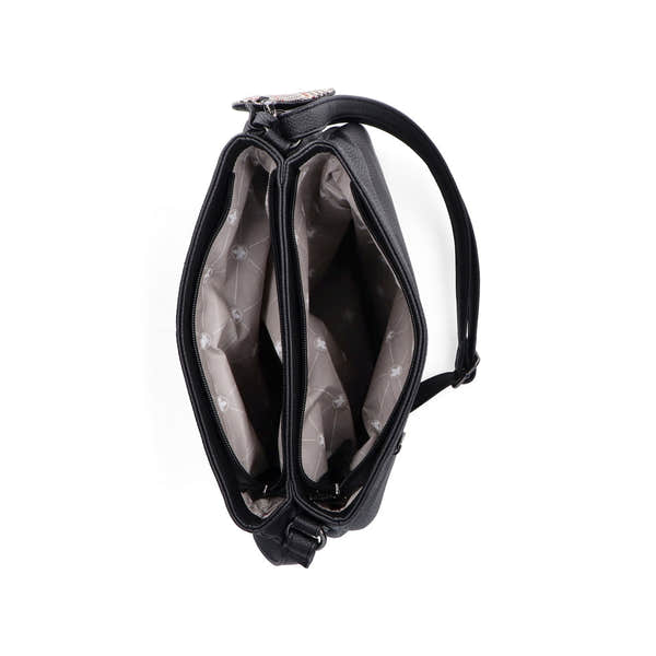 Rieker H1005-02 Black Zip Cross Body Bag, inner side view.