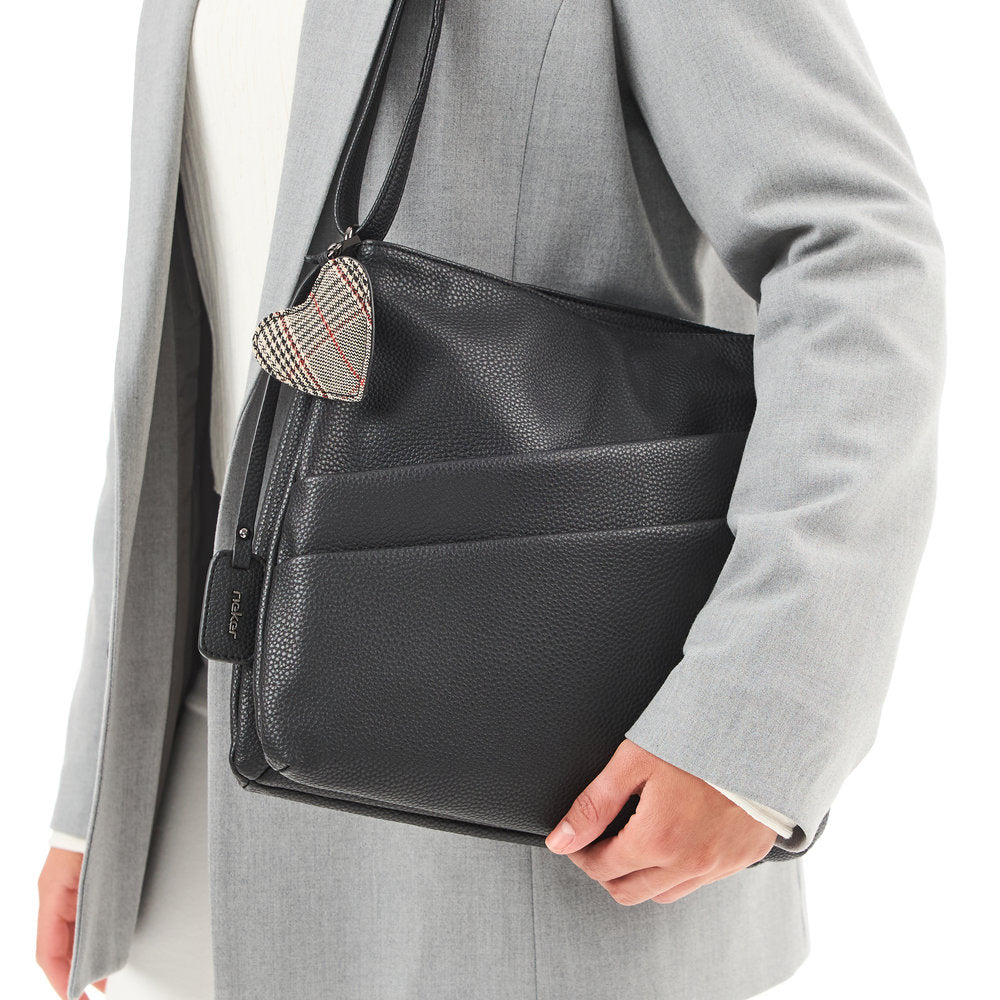 Rieker H1005-02 Black Zip Cross Body Bag, lifestyle view 2 of 4.