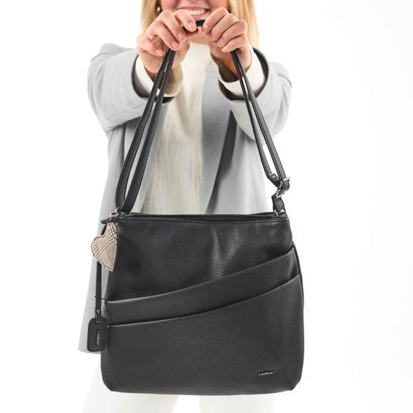 Rieker H1005-02 Black Zip Cross Body Bag, lifestyle view 4 of 4.