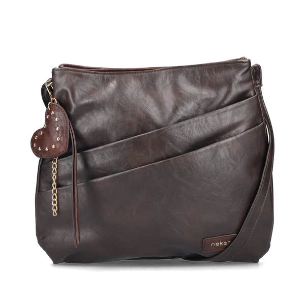 Rieker H1005-25 Brown Zip Cross Body Bag, front three-quarter view.