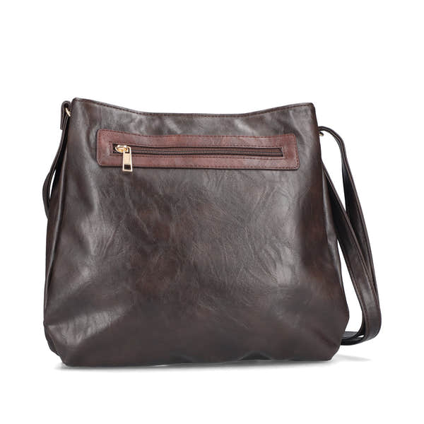 Rieker H1005-25 Brown Zip Cross Body Bag, outer side view.