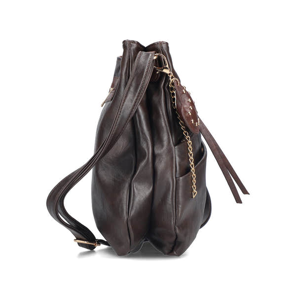 Rieker H1005-25 Brown Zip Cross Body Bag, top view.