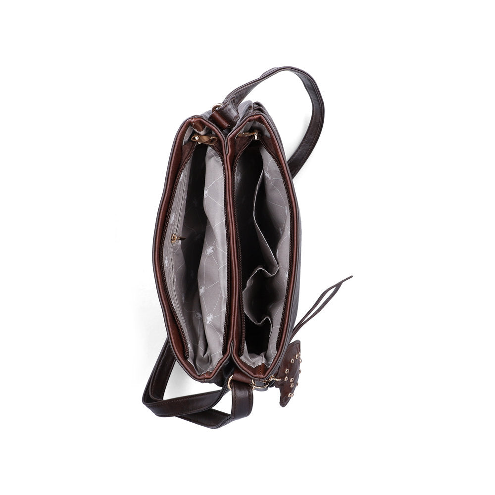 Rieker H1005-25 Brown Zip Cross Body Bag, inner side view.