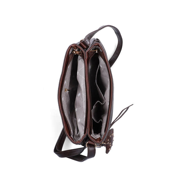 Rieker H1005-25 Brown Zip Cross Body Bag, inner side view.