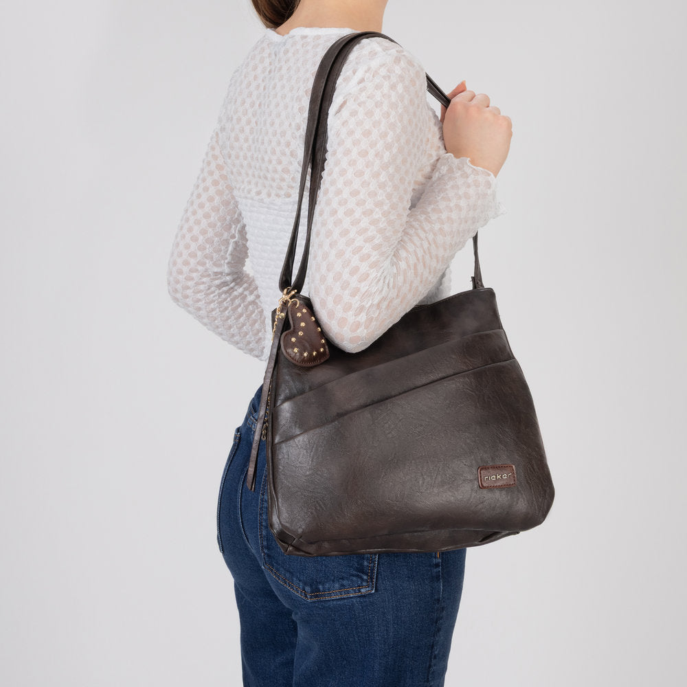 Rieker H1005-25 Brown Zip Cross Body Bag, lifestyle view 2 of 7.