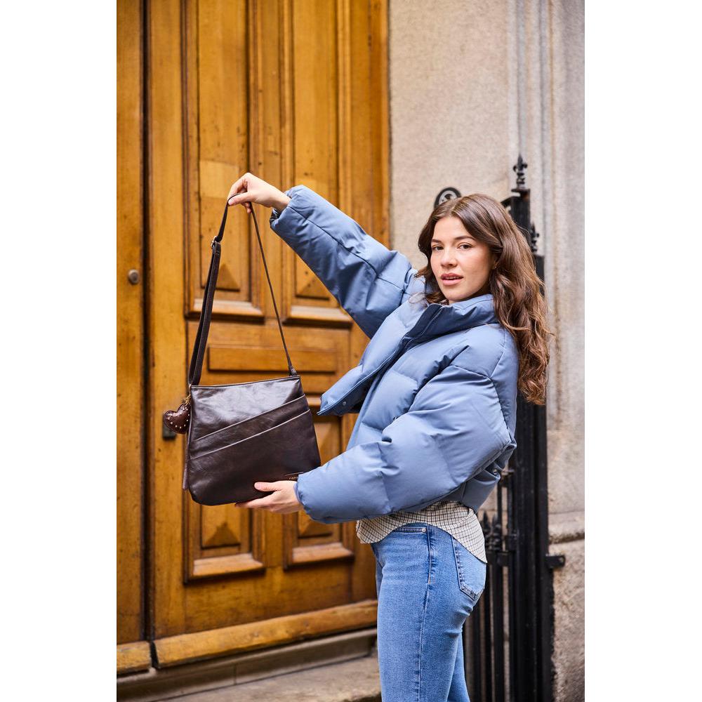 Rieker H1005-25 Brown Zip Cross Body Bag, lifestyle view 3 of 7.