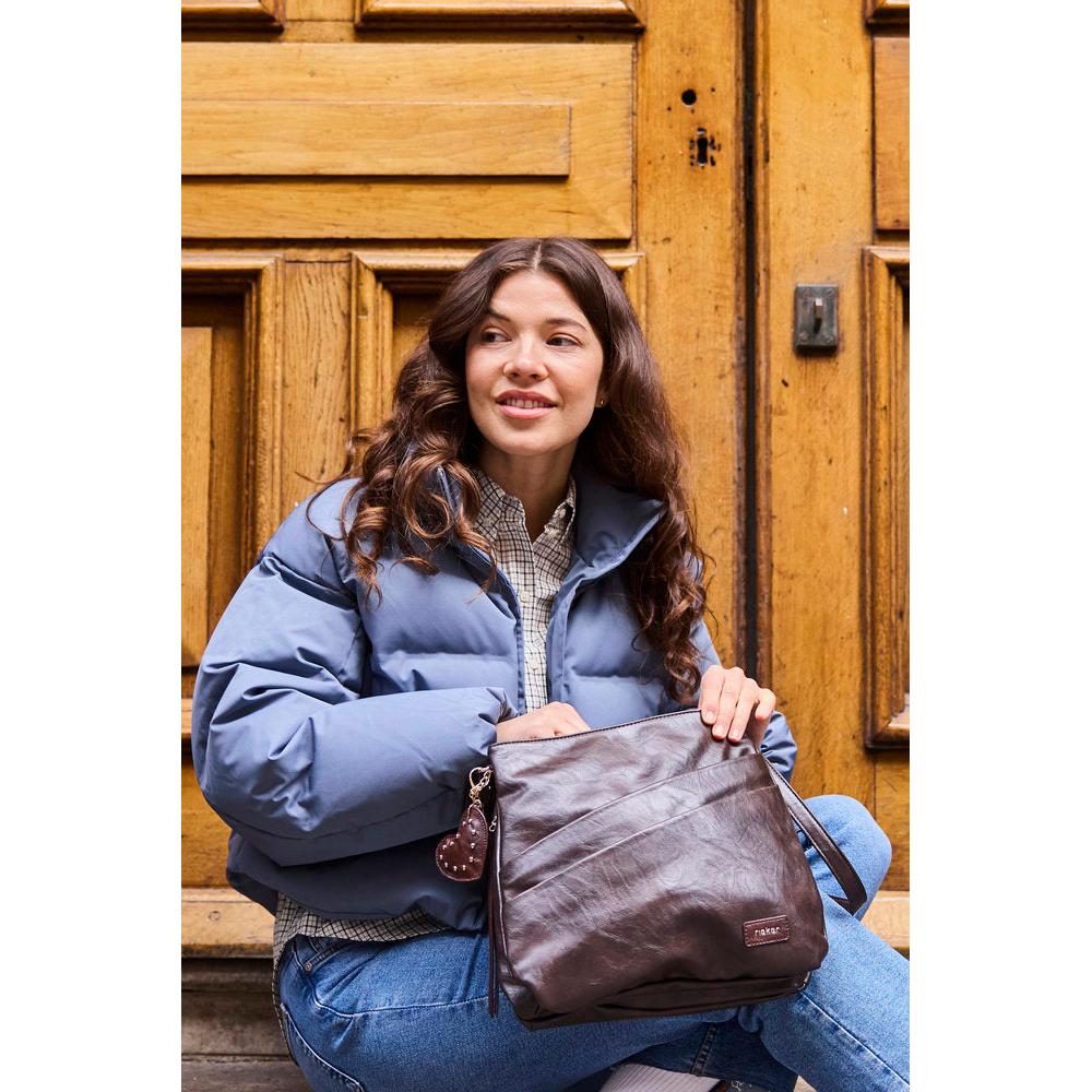 Rieker H1005-25 Brown Zip Cross Body Bag, lifestyle view 7 of 7.