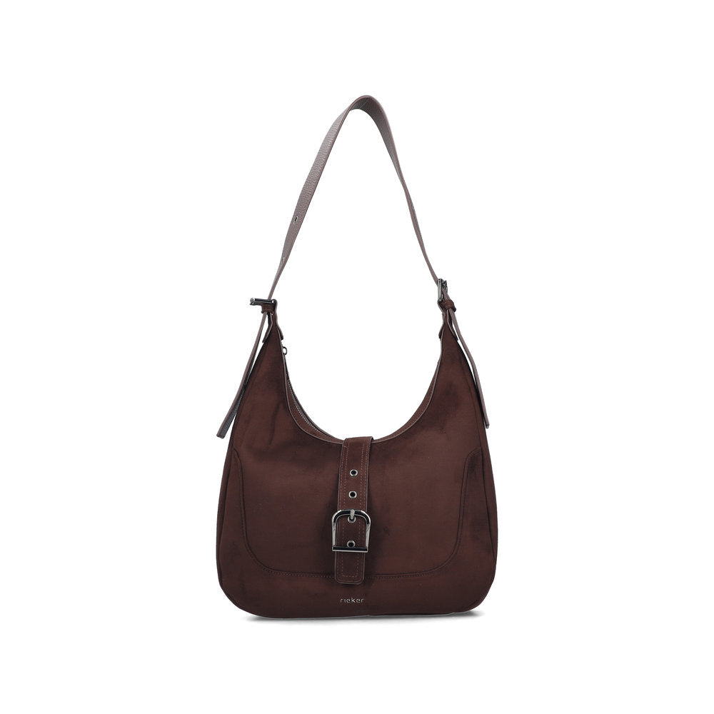 Rieker H1024-25 Brown Buckle Detail Shoulder Bag, front three-quarter view.