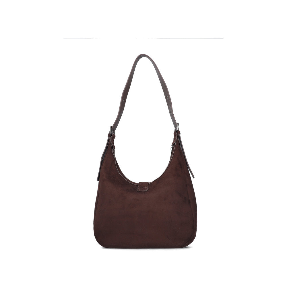 Rieker H1024-25 Brown Buckle Detail Shoulder Bag, outer side view.