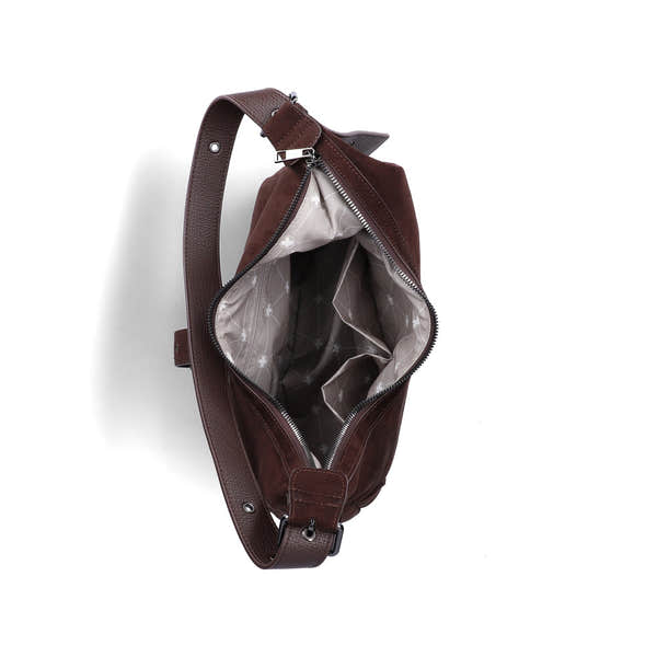 Rieker H1024-25 Brown Buckle Detail Shoulder Bag, inner side view.