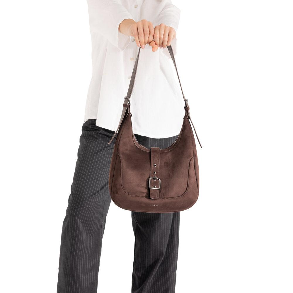 Rieker H1024-25 Brown Buckle Detail Shoulder Bag, lifestyle view 2 of 10.