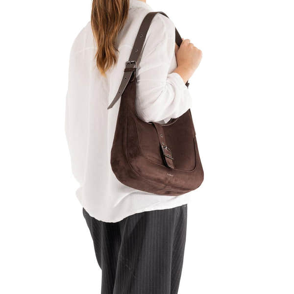 Rieker H1024-25 Brown Buckle Detail Shoulder Bag, lifestyle view 3 of 10.