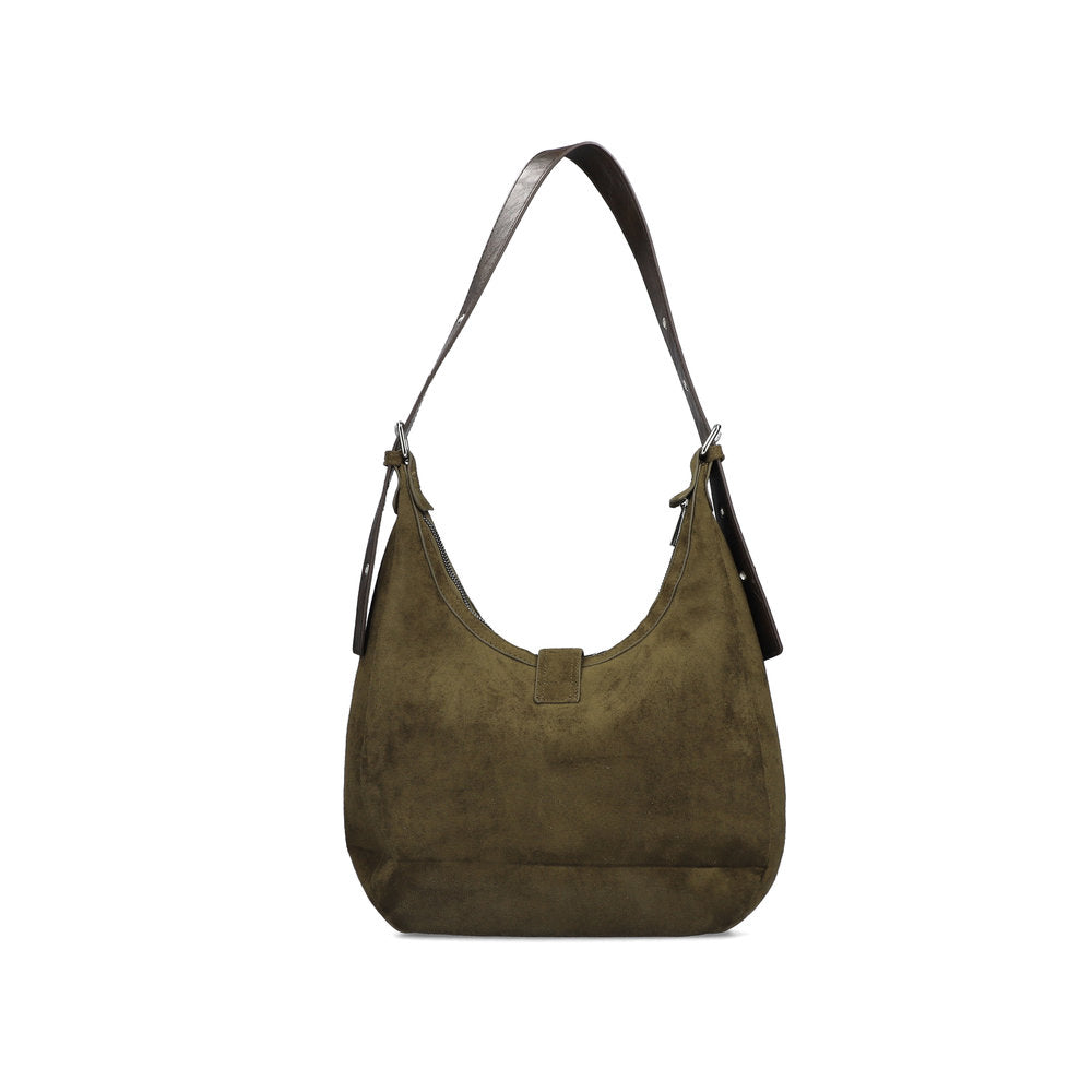 Rieker H1024-54 Green Buckle Detail Shoulder Bag, outer side view.
