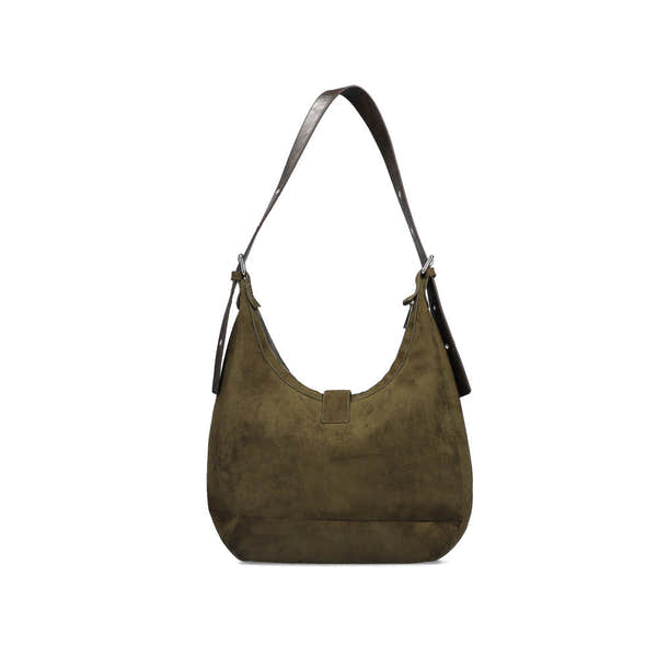 Rieker H1024-54 Green Buckle Detail Shoulder Bag, outer side view.