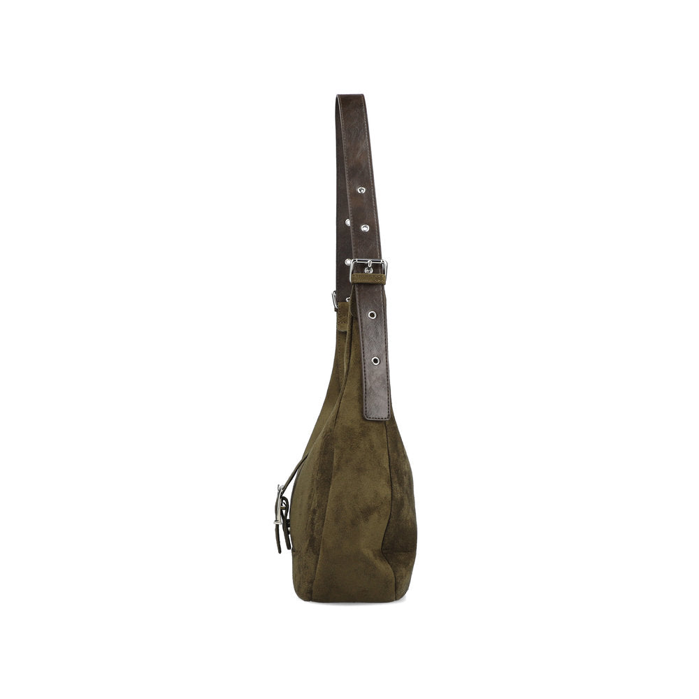 Rieker H1024-54 Green Buckle Detail Shoulder Bag, top view.