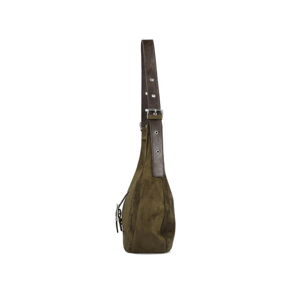 Rieker H1024-54 Green Buckle Detail Shoulder Bag, top view.