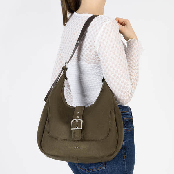 Rieker H1024-54 Green Buckle Detail Shoulder Bag, lifestyle view 3 of 4.