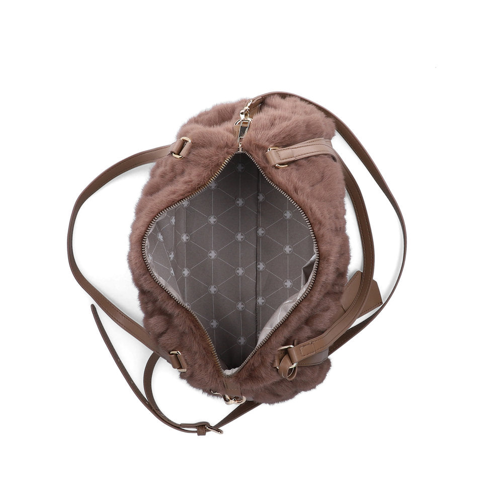 Rieker H1038-64 Brown Faux Fur Shoulder Bag, inner side view.