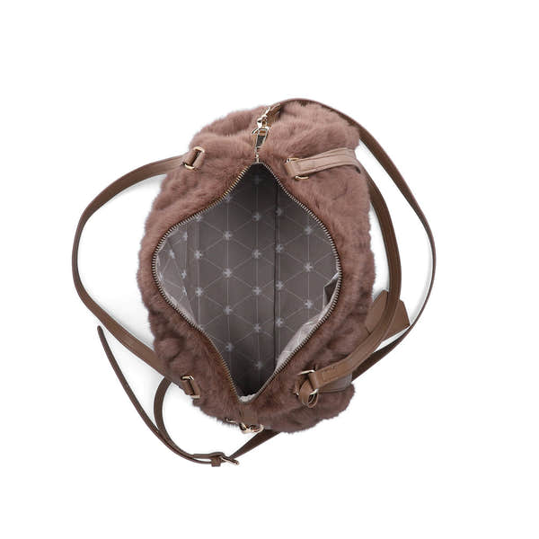 Rieker H1038-64 Brown Faux Fur Shoulder Bag, inner side view.
