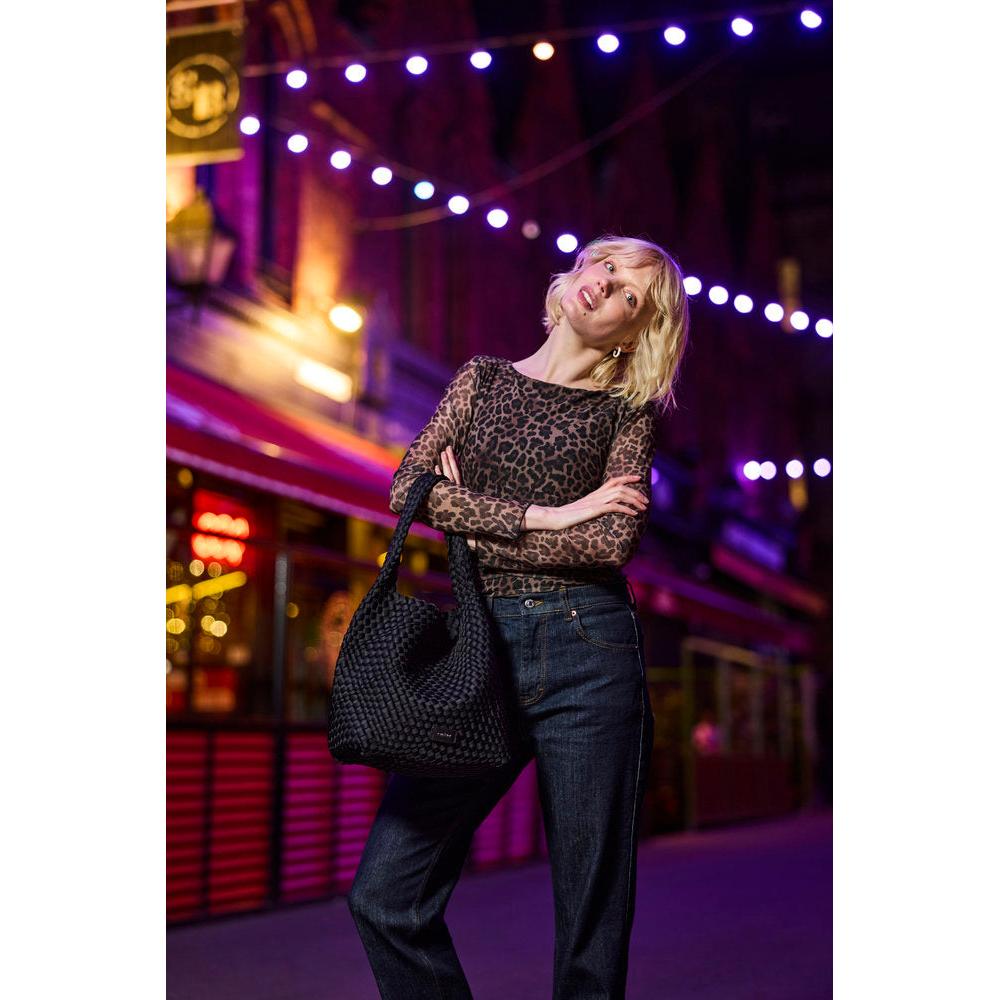 Rieker H1044-00 Black Woven Handbag with Matching Pouch, lifestyle view 4 of 14.