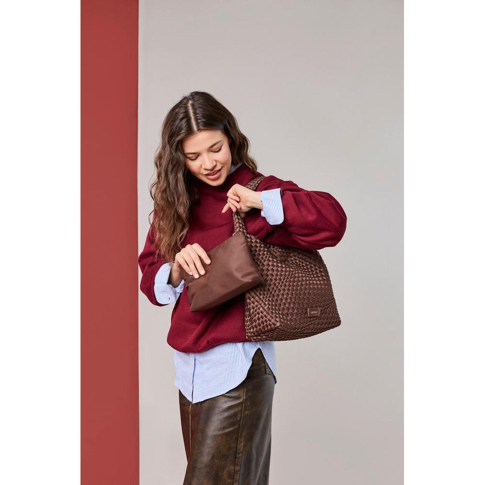 Rieker H1044-25 Brown Woven Handbag with Matching Pouch, lifestyle view 3 of 8.