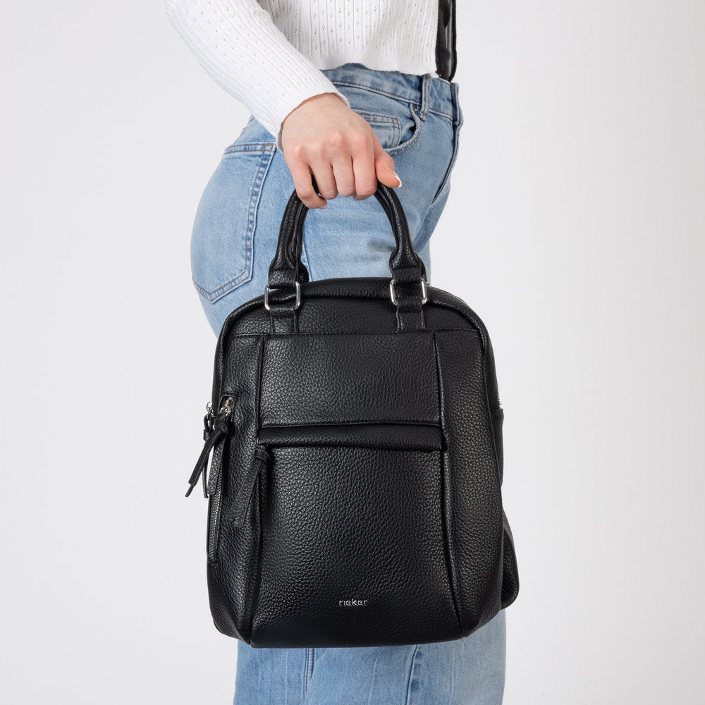 Rieker H1050-00 Black Backpack, lifestyle view 4 of 9.