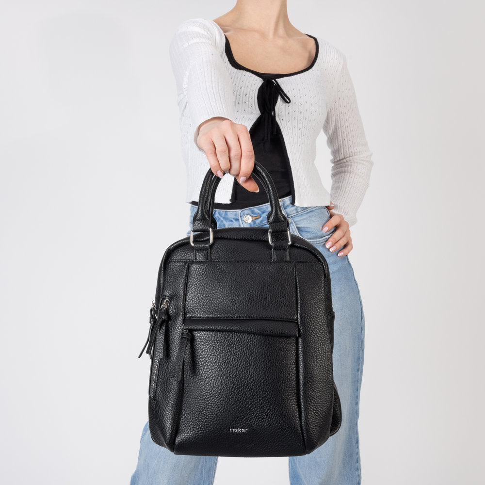 Rieker H1050-00 Black Backpack, lifestyle view 7 of 9.