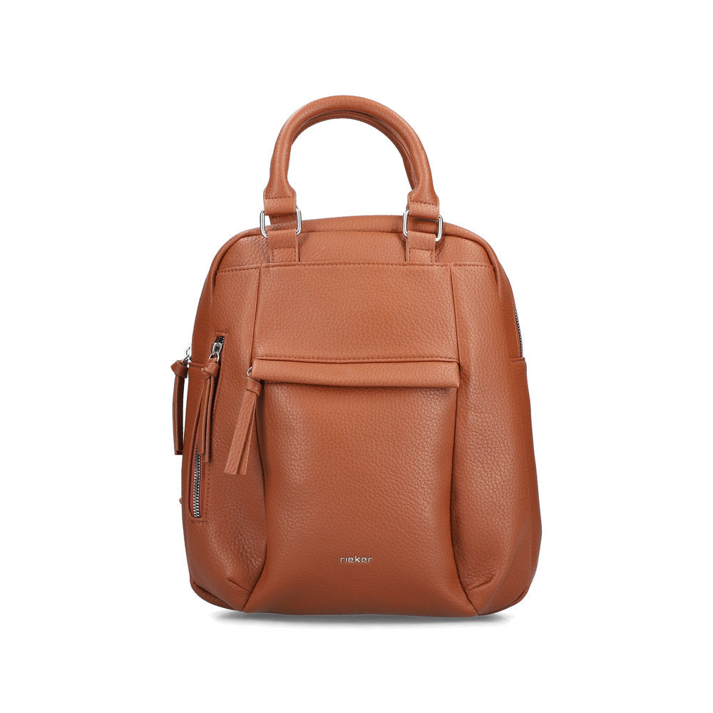 Rieker H1050-22 Tan Backpack, front three-quarter view.